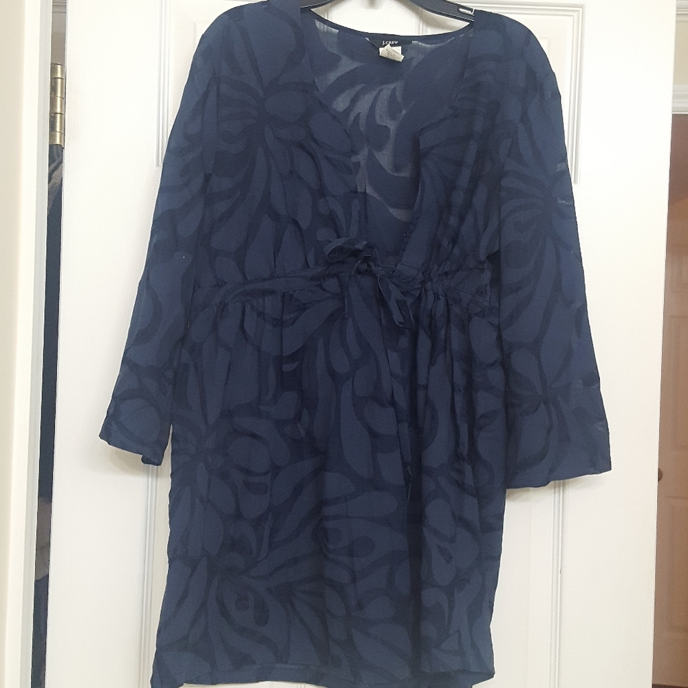J. Crew Navy Sheer Tunic Top